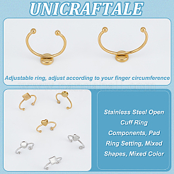 12 шт. 6 стиля 304 нержавеющая сталь открытые манжетные кольца компоненты STAS-UN0061-30