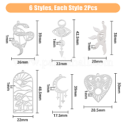12 шт. 6 стиля гадания тема 201 нержавеющая сталь подвески&nbsp;STAS-DC0012-70
