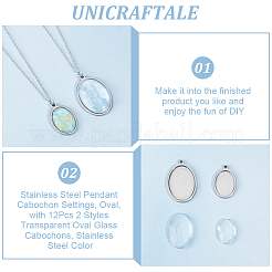 12 шт. 2 стиля подвески из нержавеющей стали 304 с кабошонами STAS-UN0053-07