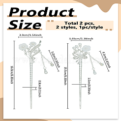 2 шт. 2 стиля винтажных палочек для волос с кисточками из сплава&nbsp;OHAR-LP0004-25