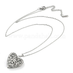 Антикоррозийные ожерелья из нержавеющей стали 304 в форме сердца с подвеской-медальоном из кабеля и цепи для женщин&nbsp;LS-NJEW-M050-04B-P