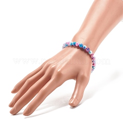 Натуральный белый нефрит круглый эластичный браслет из бисера BJEW-JB07968