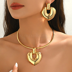 Комплекты из колье и серег-гвоздиков с подвеской в виде железного сердца для женщин WD9044