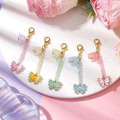 Подвеска из сплава бабочки с эмалью и стеклянными бусинами&nbsp;HJEW-JM01973