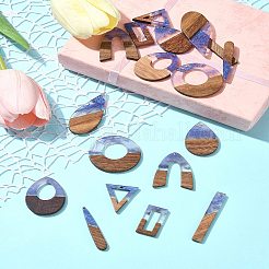 18шт 9 стиля подвески из прозрачной смолы и орехового дерева&nbsp;RESI-FS0001-78