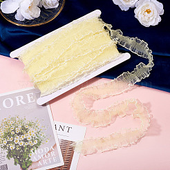 10 ярд полиэстеровой плиссированной эластичной кружевной отделки&nbsp;SRIB-TA0001-23C