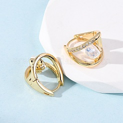 Серьги-кольца в форме сердца из латуни с микропаве из кубического циркония EJEW-F384-12G