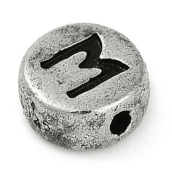 925 плоская круглая бусина из стерлингового серебра с буквами STER-G044-01AS-M