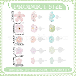 12 пара сережек-гвоздиков из смолы 12 стилей&nbsp;EJEW-PH0001-31