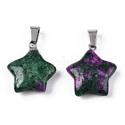 Звезда окрашенную натуральный рубин в цоизита подвесками&nbsp;X-G-Q367-19