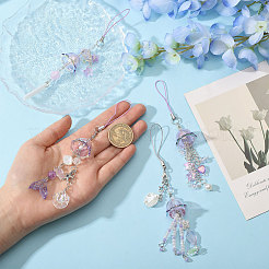 4 шт. 4 стиля резиновых и акриловых мобильных ремешков&nbsp;HJEW-CA0001-76