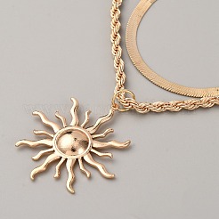 Двухслойные ожерелья из титанового сплава с подвеской в виде солнца&nbsp;NJEW-WH0001-38KCG