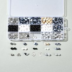 Наборы для изготовления парных браслетов из сплава и круглых бусин из натурального белого нефрита&nbsp;DIY-FS0007-49