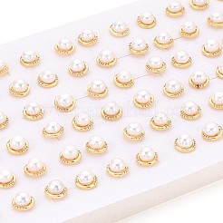 Полукруглые серьги-гвоздики из латуни с микропаве из прозрачных кубических цирконий&nbsp;PEAR-N017-07I