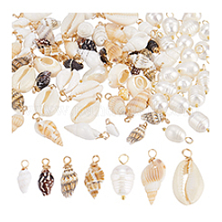 20 шт. натуральный культивированный пресноводный жемчуг и 60 шт. наборы фурнитуры из натуральных ракушек 6 стилей&nbsp;PALLOY-PH01891