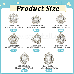 40шт 8 стиля подвески из сплава со стразами ALRI-NB0001-19P