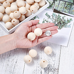 Круглые незаконченные деревянные бусы WOOD-TA0001-07-LF