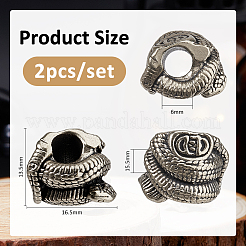 2 шт. латунные европейские бусины&nbsp;KK-FH0008-13AS