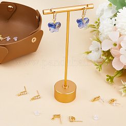 10 шт. фурнитура для сережек-гвоздиков из латуни со стразами KK-BBC0009-24