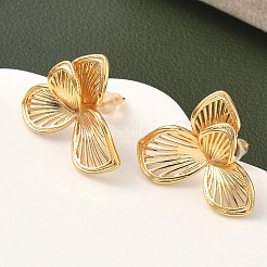 Серьги-гвоздики в форме листьев из латуни EJEW-D337-11G