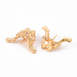 Латунные микропейв прозрачные кубические циркониевые винты с ушками KK-Q766-006-NF