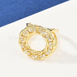 Манжеты из латуни с микро паве кубический цирконий для женщин&nbsp;RJEW-F186-04G