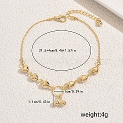 Латунные круглые полые сердечки-подвески на щиколотку для женщин&nbsp;JN7158