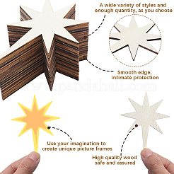 40 шт. незаконченные деревянные подвески в виде звезд для художественной росписи WOOD-SP0001-43