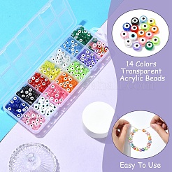 540шт 14 цвета прозрачные акриловые бусины&nbsp;TACR-YW0002-08