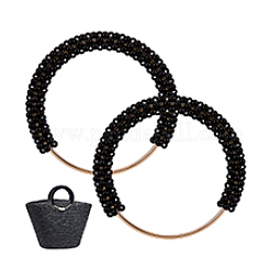 Ручки для сумок из искусственного жемчуга с бусинами из смолы и железными кольцами FIND-WH0435-72KCG-02