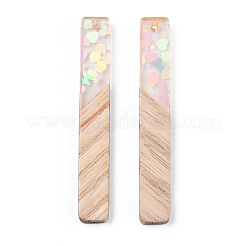 Большие подвески из прозрачной смолы и белого дерева RESI-N039-26