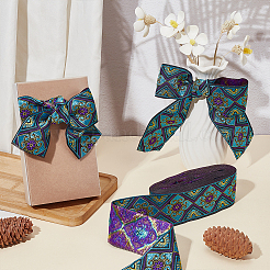 Жаккардовая лента из полиэстера с цветами для аксессуаров одежды&nbsp;OCOR-WH0097-24B