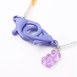 Персонализированные радужные гальванические ожерелья со стеклянными бусинами NJEW-JN03410-06