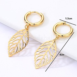 Изысканные серьги-кольца в форме листа из нержавеющей стали 201&nbsp;XH0192