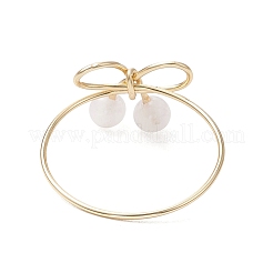 Круглые кольца из натурального розового кварца для женщин&nbsp;RJEW-JR00857-02