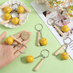 12 шт. мини-брелок-подвеска из искусственной кожи в виде бейсбольной биты из дерева DIY-SP0001-51B