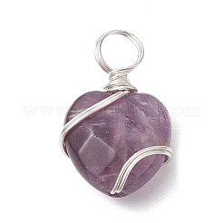 Подвески в форме сердца из медной проволоки из натурального смешанного камня PALLOY-JF02385