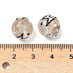 Светящиеся стеклянные бусины ручной работы с эмалью золотого песка LAMP-U004-08H