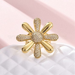 Латунные кольца-манжеты с микропаве и прозрачным цирконием для женщин RJEW-H248-02G