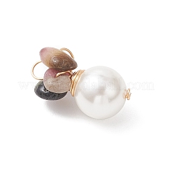 Подвески из натурального турмалина с жемчужинами из раковин&nbsp;PALLOY-JF04951-01