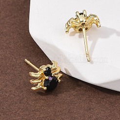 Латунные микро проложить серьги стержня кубического циркония&nbsp;LS-EJEW-Z156-02G-01