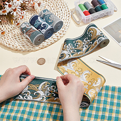 8 м 4-х цветная полиэстеровая лента с волнистым узором в японском стиле OCOR-PH0006-17