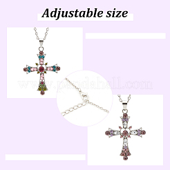 2шт 2 цвета горный хрусталь сердце крест кулон ожерелье комплект NJEW-AN0001-26