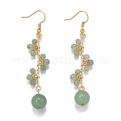 Серьги из натурального зеленого авантюрина&nbsp;EJEW-TA00653-03