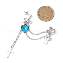 Серьги-гвоздики в форме рыбьей чешуи из сплава EJEW-JE06230