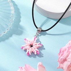 Стеклянные бусины и полимерная глина и ожерелья с подвесками в виде снежинок от сглаза NJEW-MZ00102