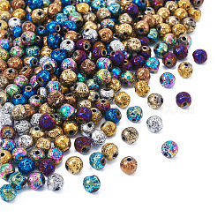 250 шт. 10 цвета гальванические натуральные бусины из вулканического камня&nbsp;G-PJ0001-03A