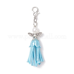 6 шт. подвеска в виде ангела из АБС-пластика с имитацией жемчуга и корейским вощеным полиэстеровым шнуром&nbsp;HJEW-JM03832-02