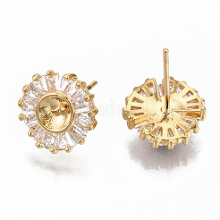 Серьги из латуни с микропейвом и прозрачным фианитом&nbsp;KK-S356-130G-NF