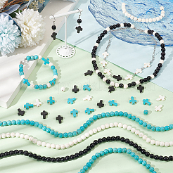 Наборы для самостоятельного изготовления круглых и крестообразных браслетов из синтетической бирюзы DIY-NB0012-31